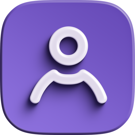 Purple square 3D user icon