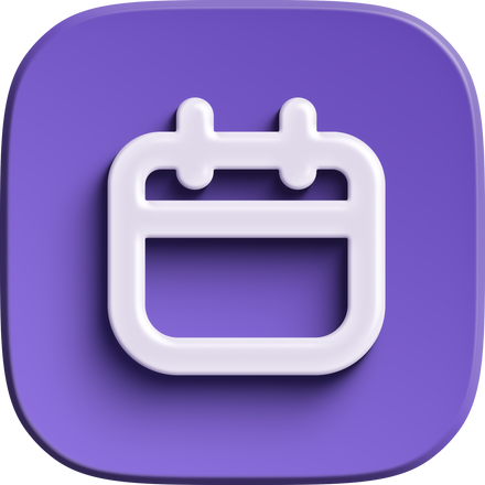 Purple square 3D calendar icon